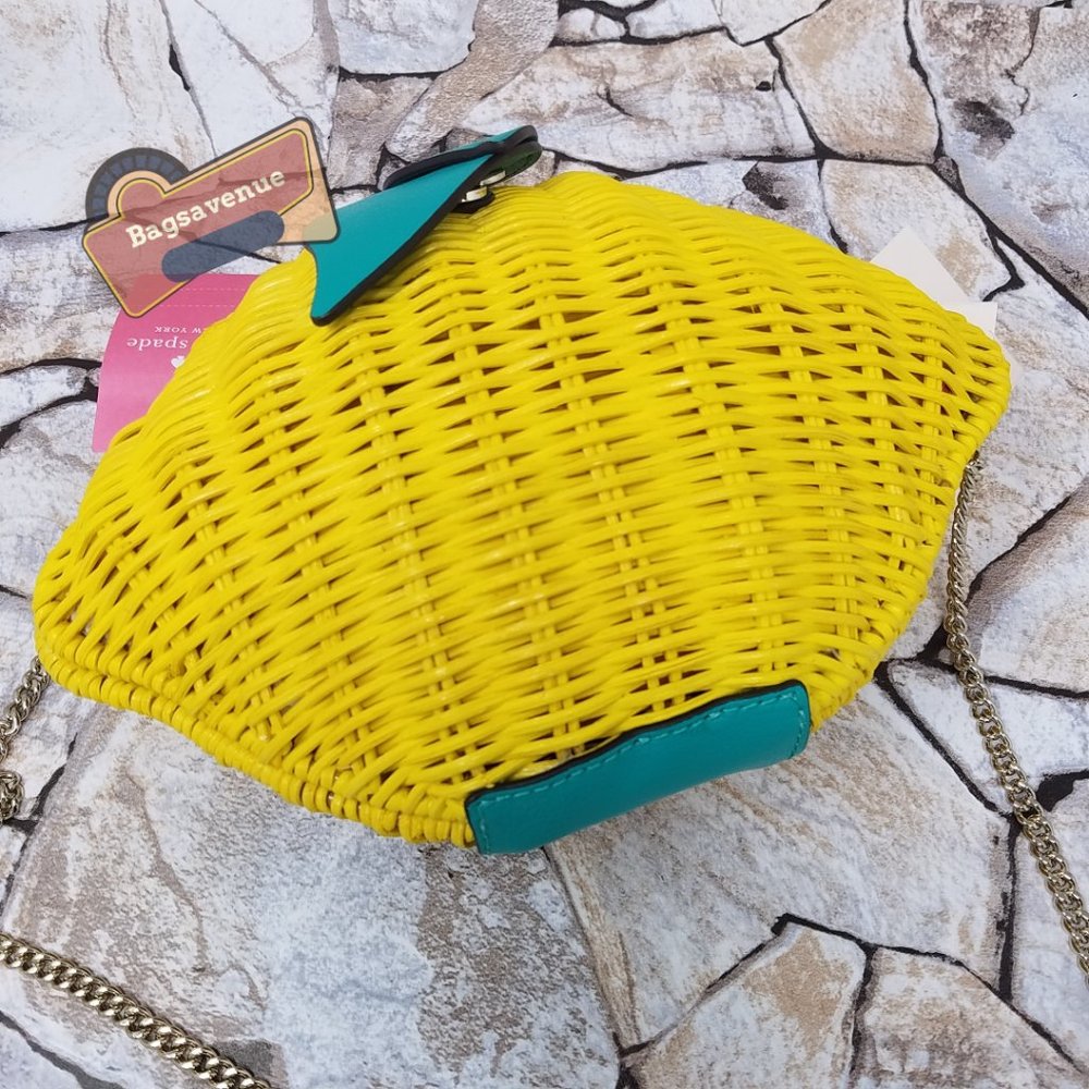 Lemon Crossbody Picnic Perfect Yellow Green Stem Chain  Kate Spade - Picture 8 of 10
